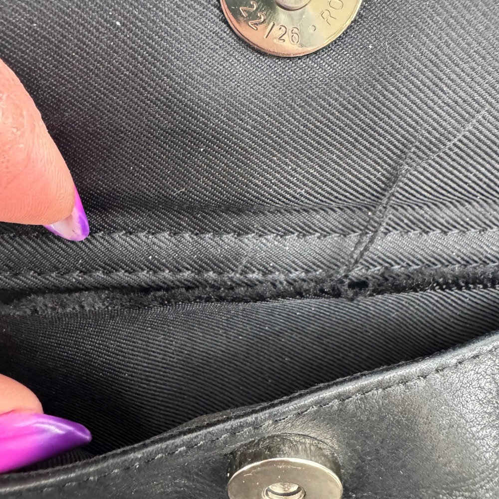VTG Fossil Black Leather Shoulder Bag Purse Y2K‎ Flap Pocket Zip Organizer - Picture 6 of 7